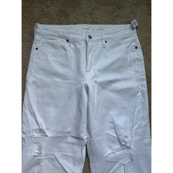 NWT Old Navy Hi Rise OG Loose Secret Smooth Pockets Distressed White Jeans 10 - Picture 3 of 9